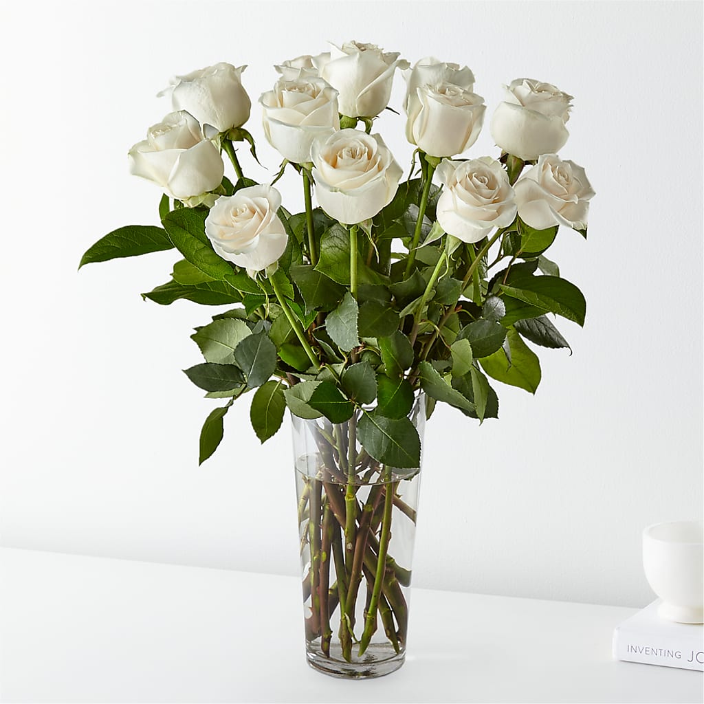 Long Stem White Rose Bouquet – Fairfield Florist, Fairfield CT