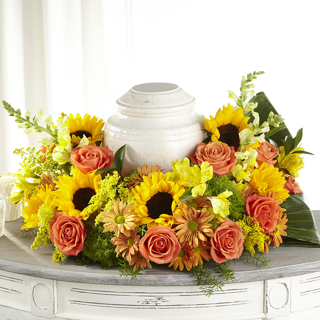 Faithful Sunflower Cremation Adornment – Fairfield Florist, Fairfield CT