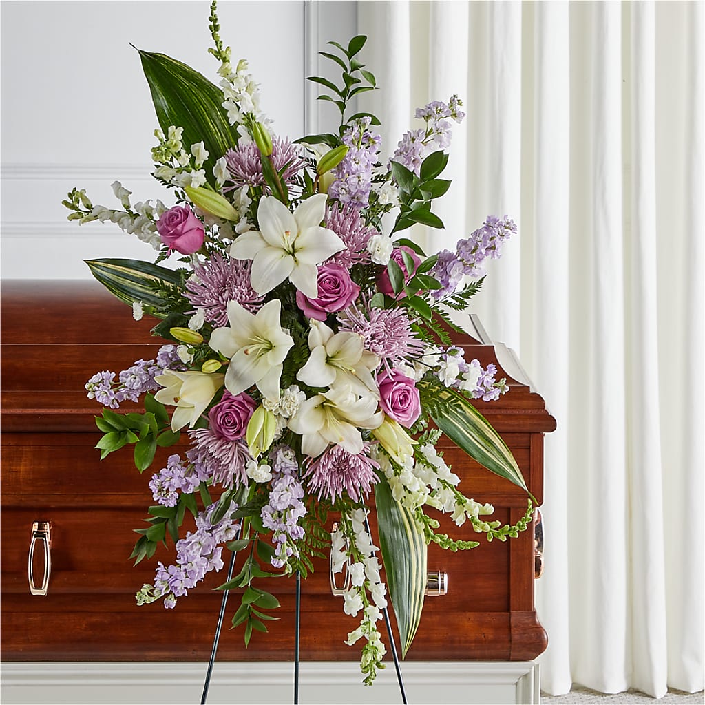 Grateful Hearts Standing Spray – Fairfield Florist, Fairfield CT