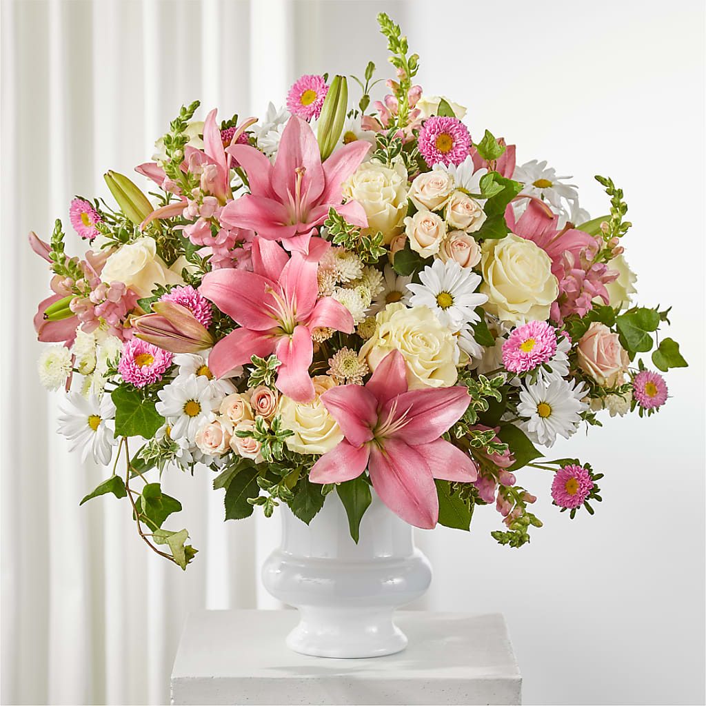 Empathetic Blooms Urn Arrangement – Fairfield Florist, Fairfield CT