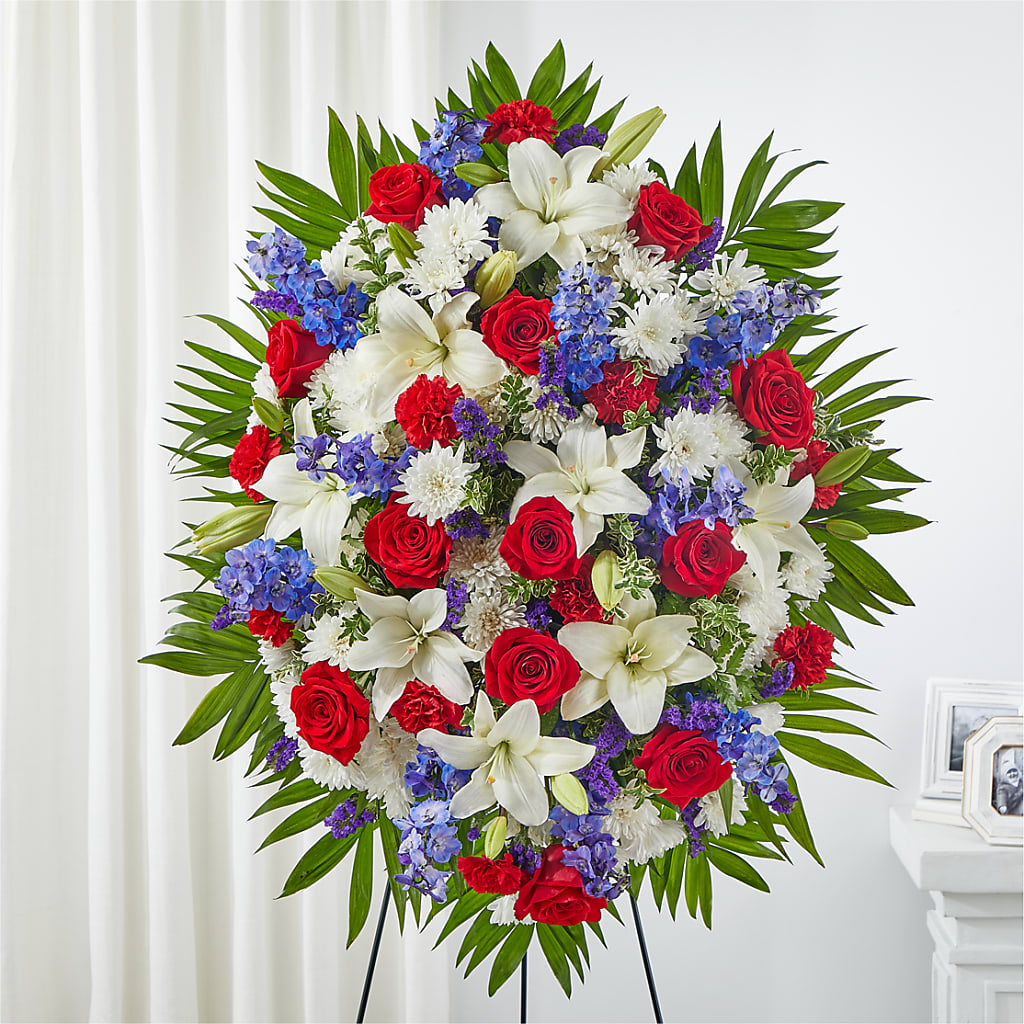 Cherished Service Standing Spray – Fairfield Florist, Fairfield CT