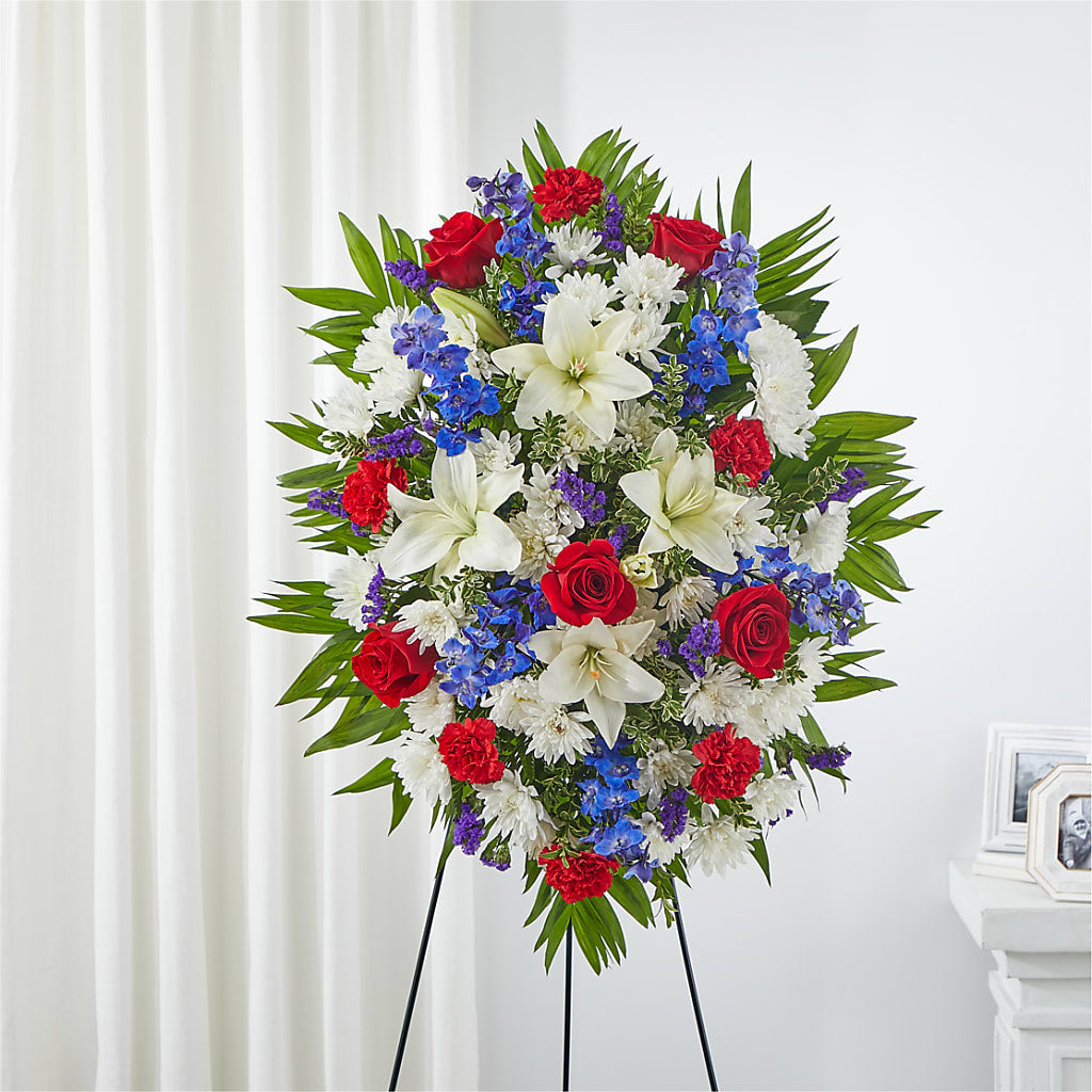 Cherished Service Standing Spray – Fairfield Florist, Fairfield CT