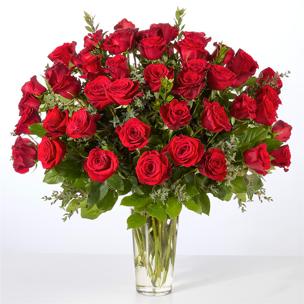 Forever Yours Fifty Stem Red Rose Bouquet – Fairfield Florist, Fairfield CT
