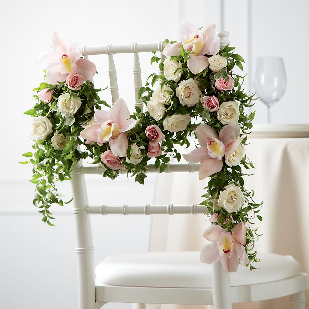 Orchid Rose Chair Décor – Fairfield Florist, Fairfield CT
