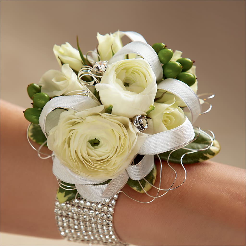 White Wedding Corsage – Fairfield Florist, Fairfield CT