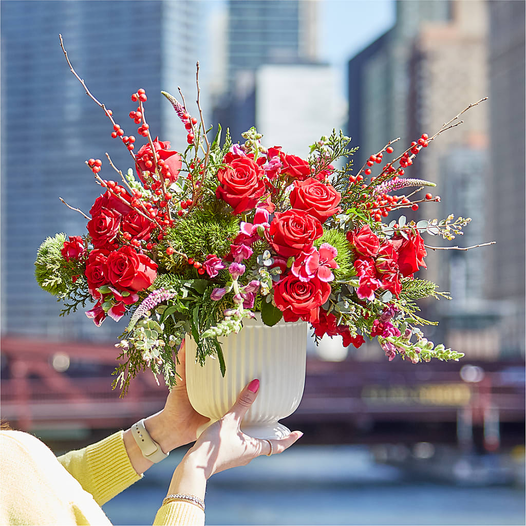 Big Red Bow Bouquet –  Fairfield Florist, Fairfield CT